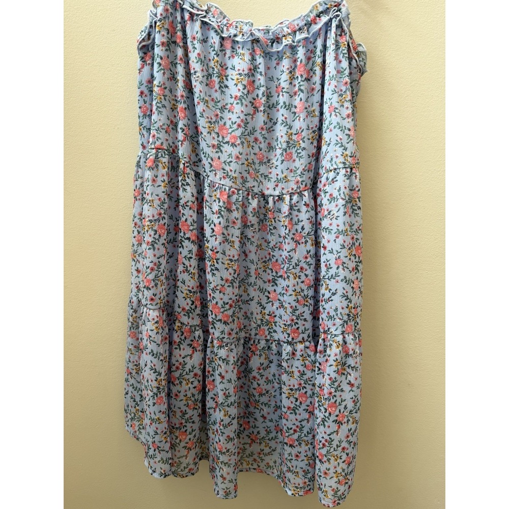 Altar'd State Blue Pink Floral Ruffle Layered Dress Size 8 - Picture 7 of 9